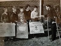 Students receiving awards for Civil Defence projects, McCall Primary School, 1955
