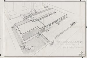 Augusta State Hospital Complex. Perspective view of warehouse, laundry, and auditoria (with classrooms) unit