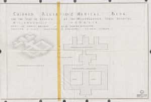 Milledgeville Colored Reception Building. [Isometric view and building outline]