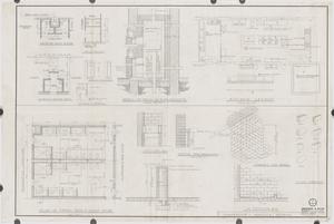 Georgia Training School for Mental Defectives. [Bath and toilet room, wall-in refidgerator, kitchen layout, isometric tile detail]