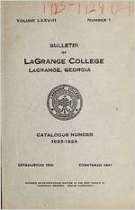 Bulletin of LaGrange College, LaGrange, Georgia, Catalogue Number 1923-1924