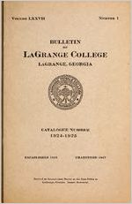 Bulletin of LaGrange College, LaGrange, Georgia, Catalogue Number 1924-1925