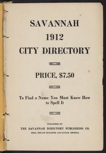 Savannah 1912 City Directory