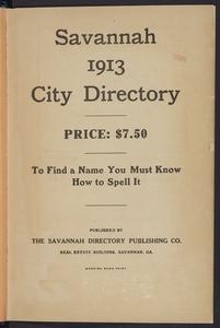 Savannah 1913 City Directory