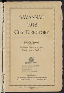 Savannah 1918 City Directory