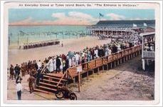 An everyday crowd at Tybee Island Beach, Ga. "The entrance to the Ocean"