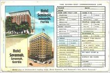 Hotel Savannah, Savannah, Georgia ; Hotel Sminole, Jacksonville, Florida