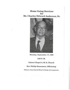 Funeral program for Charles Edward Anderson