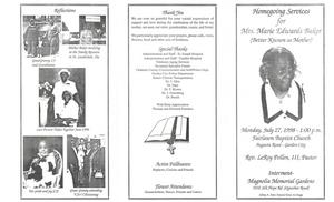 Funeral program for Marie Edwards Baker