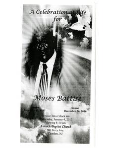 Funeral program for Moses Battiste