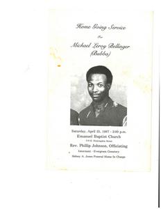 Funeral program for Michael "Bubba" Leroy Bellinger