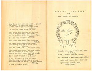 Funeral program for Clara S. Bennett