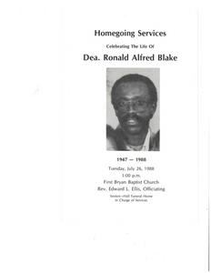 Funeral program for Ronald Alfred Blake