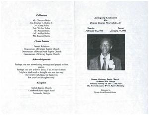 Funeral program for Charles Henry Boles, Sr.