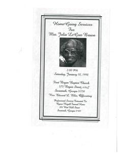 Funeral program for Julia LeGree Brown