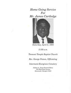 Funeral program for James Cartledge