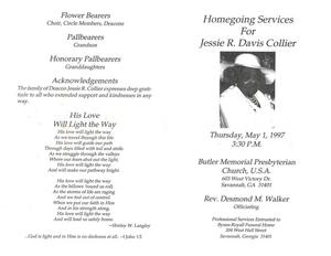 Funeral program for Jessie "Mother Collier" R. Davis Collier