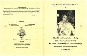Funeral program for Idonia Corine Johnson Darby