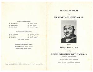Funeral program for Henry Lee Edmonson, Sr.