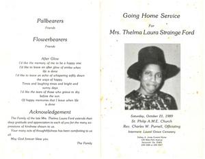 Funeral program for Thelma Strainge Ford