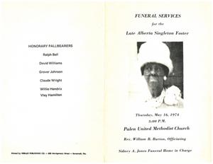 Funeral program for Alberta Singleton Foster