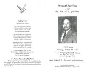 Funeral program for Robert W. Gadsden