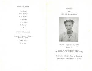 Funeral program for Mary Ellen Gibbons