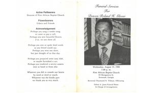 Funeral program for Roland H. Glover