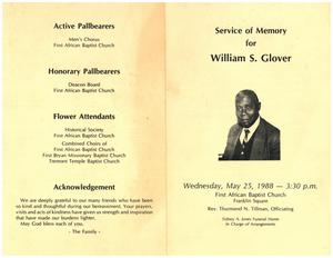Funeral program for William S. Glover