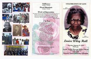 Funeral program for Louise Wiley Hall
