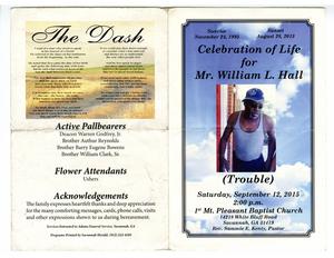 Funeral program for William "Trouble" L. Hall