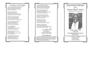 Funeral program for Thad E. Harris
