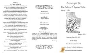 Funeral program for Catherine "Kakie" P. Sheppard Holmes