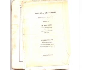 Funeral program for John Hope