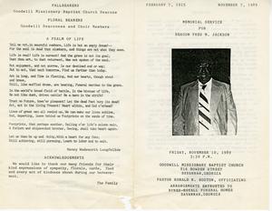 Funeral program for Fred M. Jackson