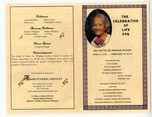 Funeral program for Mattie Lee Whigham Jackson