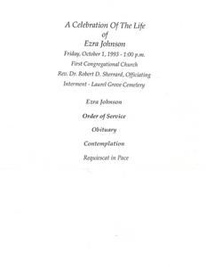 Funeral program for Ezra Johnson