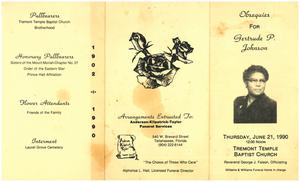 Funeral program for Gertrude P. Johnson