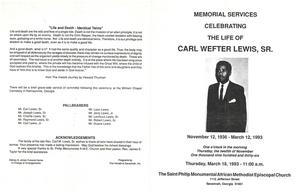 Funeral program for Carl Wefter Lewis, Sr.