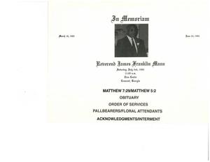 Funeral program for James Franklin Mann