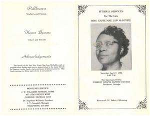 Funeral program for Essie Mae McDuffie