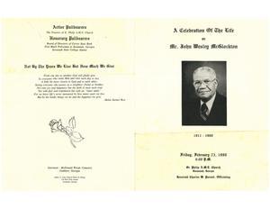 Funeral program for John Wesley McGlockton