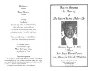 Funeral program for Byron Julian McIver