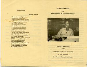 Funeral program for Gwendolyn Jackson McMillan