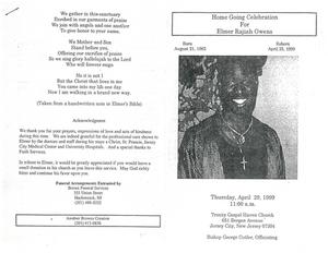 Funeral program for Elmer Rajiah Owens