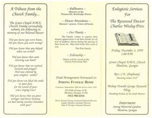 Funeral program for Charles Wesley Pitts