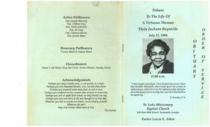 Funeral program for Viola Jackson Reynolds