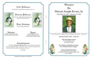 Funeral program for Joseph "Reason" Rivers, Sr.