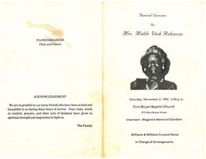 Funeral program for Mable Vick Robinson