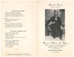 Funeral program for William H. Rogers